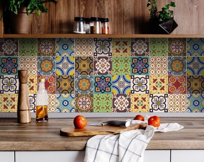 8"x8" Auguri Geo Peel and Stick Removable Tiles