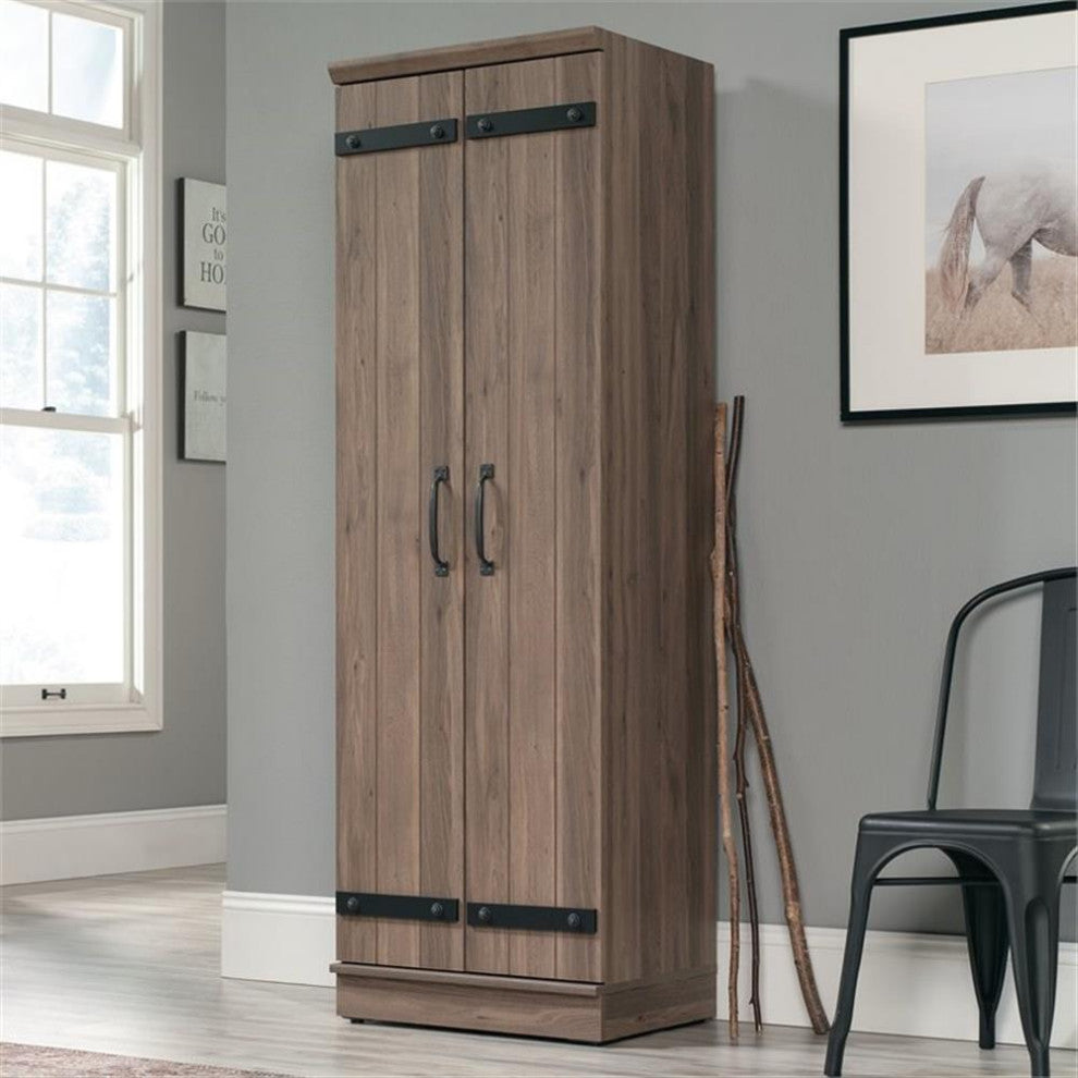 Sauder HomePlus 2-Barn Door Engineered Wood Narrow Storage Cabinet in Salt Oak