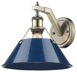 Golden Orwell 1 Light Wall Sconce, Aged Brass, Navy Blue Shade