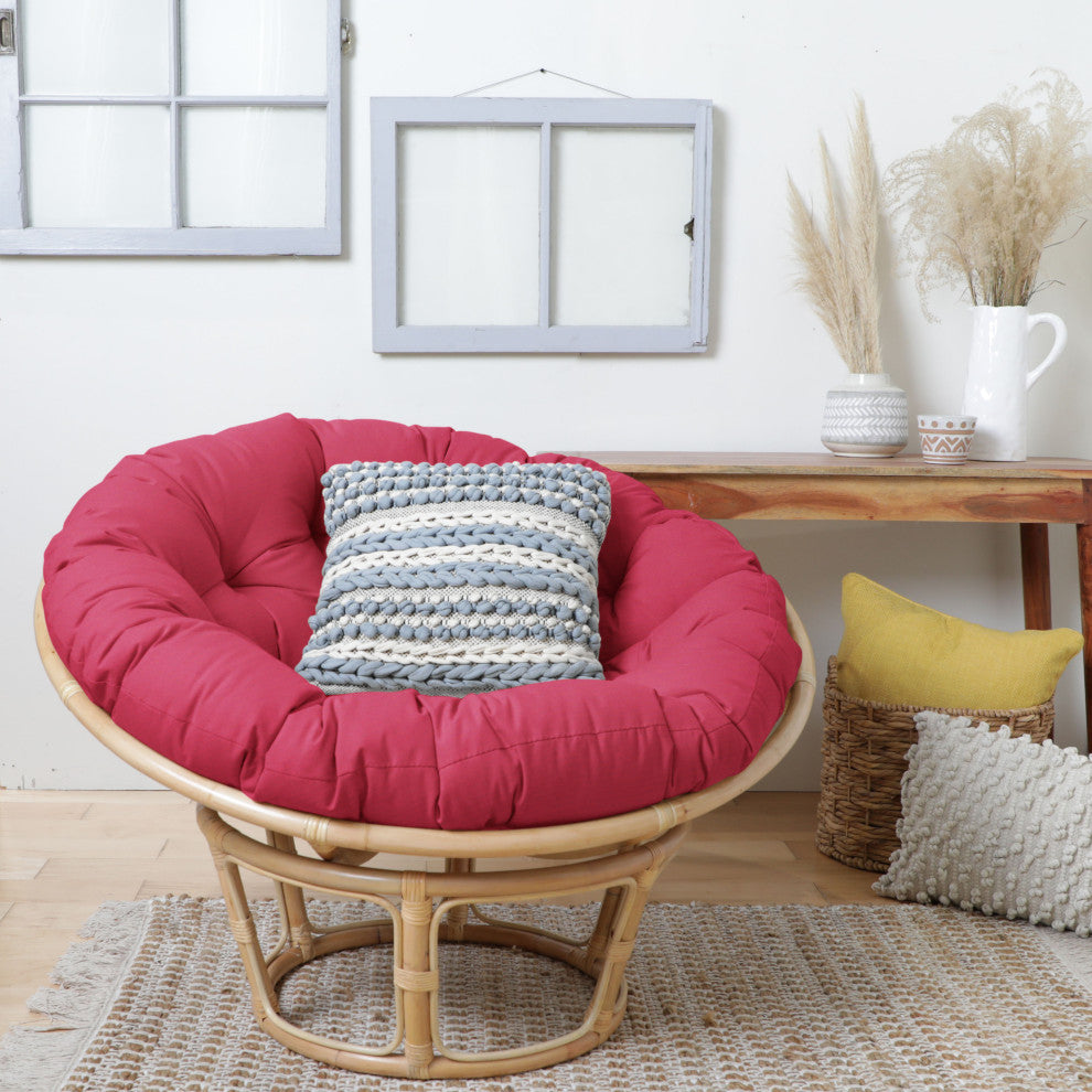 Noble Gray Indoor Sunbrella Canvas Hot Pink Round Papasan Cushion