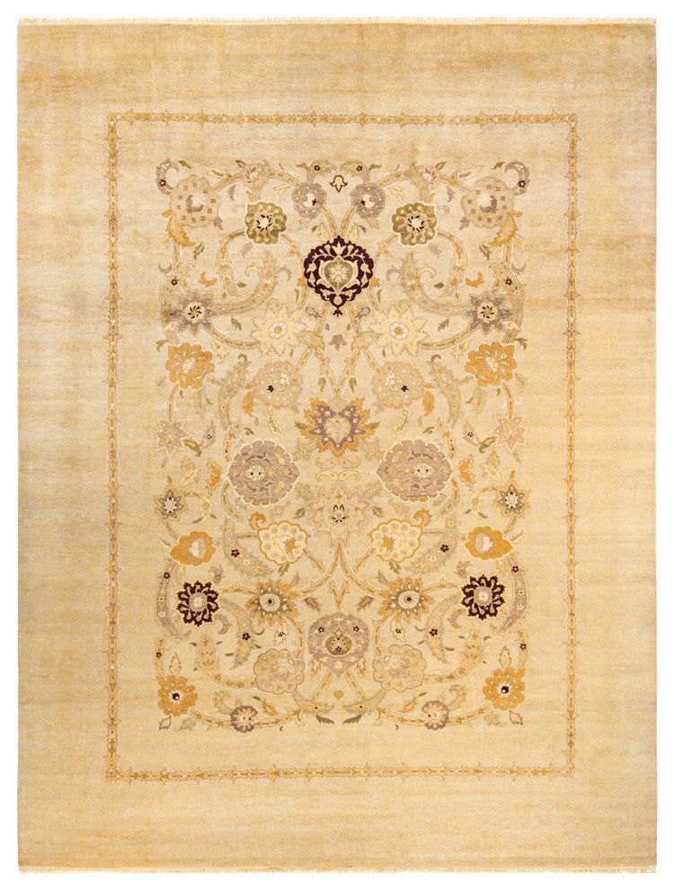 Eclectic, One-of-a-Kind Hand-Knotted Area Rug Ivory, 9' 2" x 12' 2"