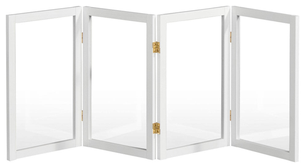 2' Tall Clear Screen, White, 4 Panel