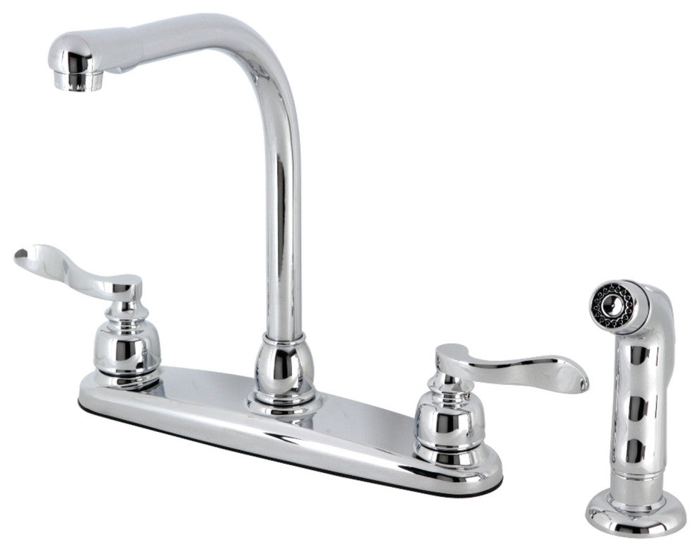 FB751NFLSP French 8" Centerset Kitchen Faucet With Sprayer, Polished Chrome