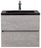 Alma-Edi Cement Grey Wall Mounte Vanity With Black Sink, 24"