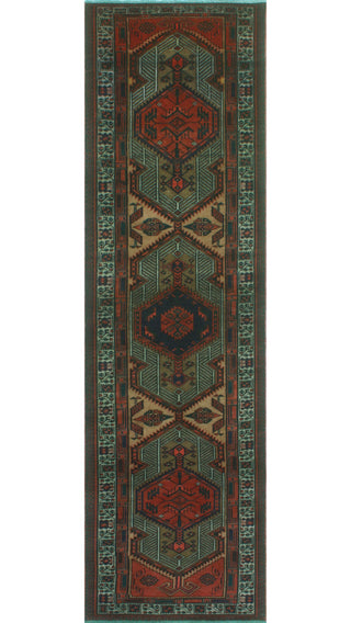 Fine Vintage Distressed Norwell Navy/Red Runner, 3'2x11'4