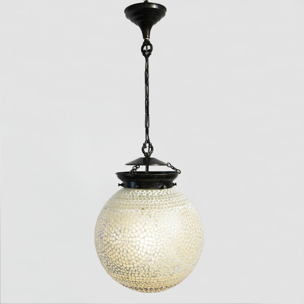 White Mosaic Globe Lantern