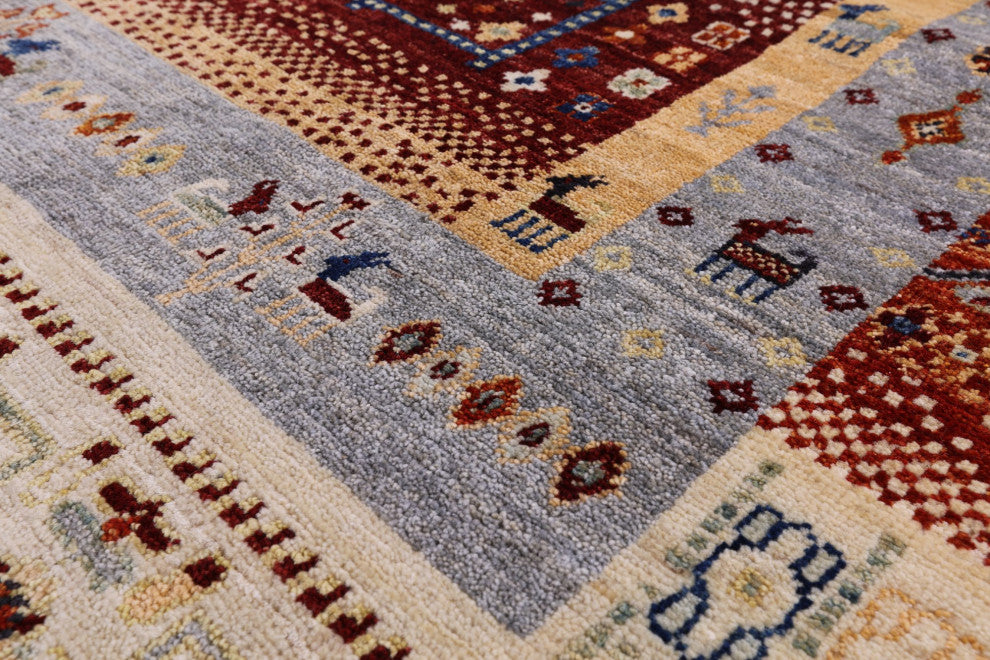 5' 1" X 6' 9" Tribal Persian Gabbeh Handmade Wool Rug Q6769