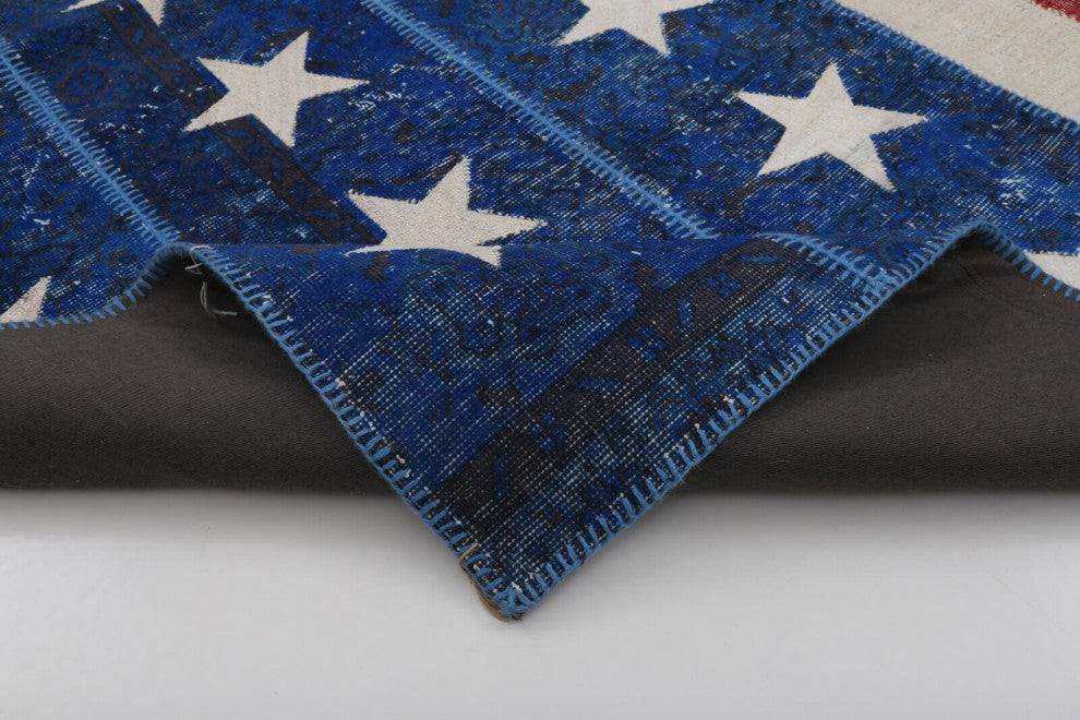 Rug N Carpet - Hand-knotted Turkish 6' 10'' x 10' 0'' Flag Patchwork Rug