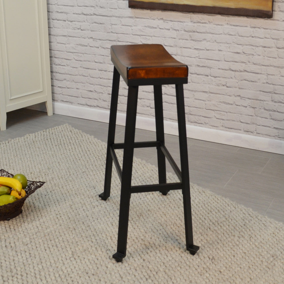 Thea 30" Saddle Seat Barstool - Chestnut/Black