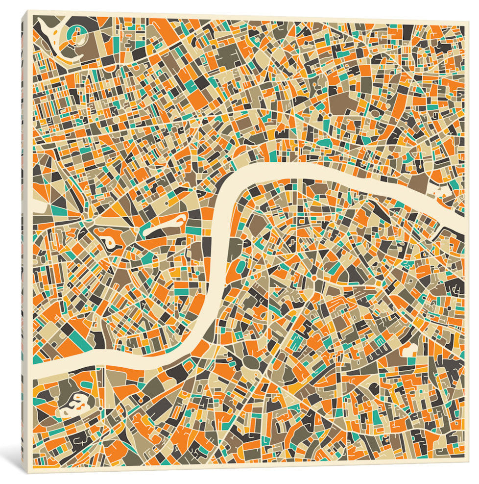 "Abstract City Map of London" by Jazzberry Blue, 37x37x1.5