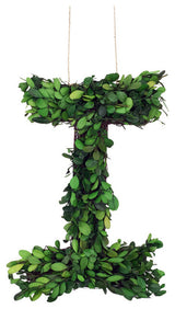 Modern Home 12" Real Preserved Boxwood Monogram Wreath Letters - I