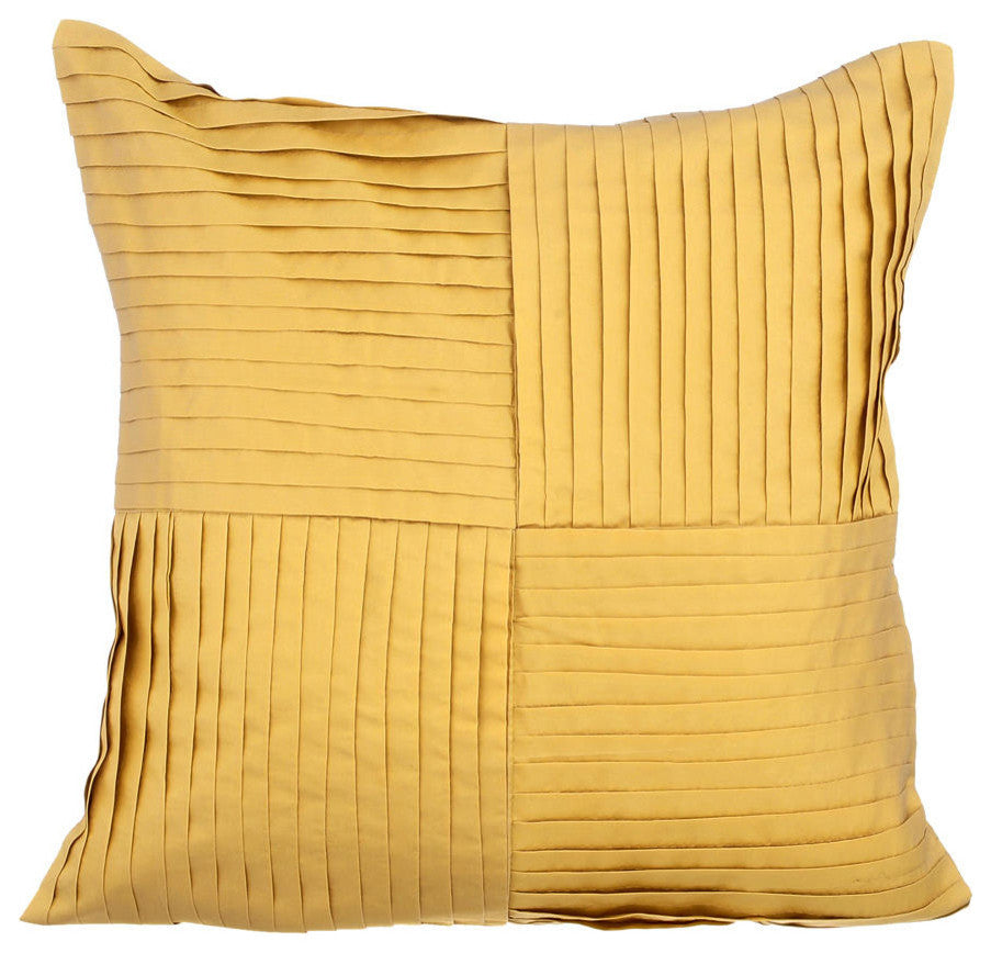 Yellow Single Cushion Sofa Taffeta & Silk 20"x20" Pintucks Textured, Yellow Joy