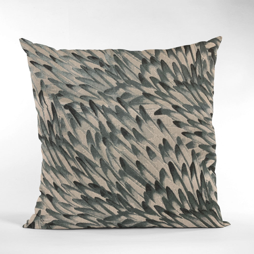 Plutus Green Black Bird Feather Animal Luxury Throw Pillow, 20"x36"