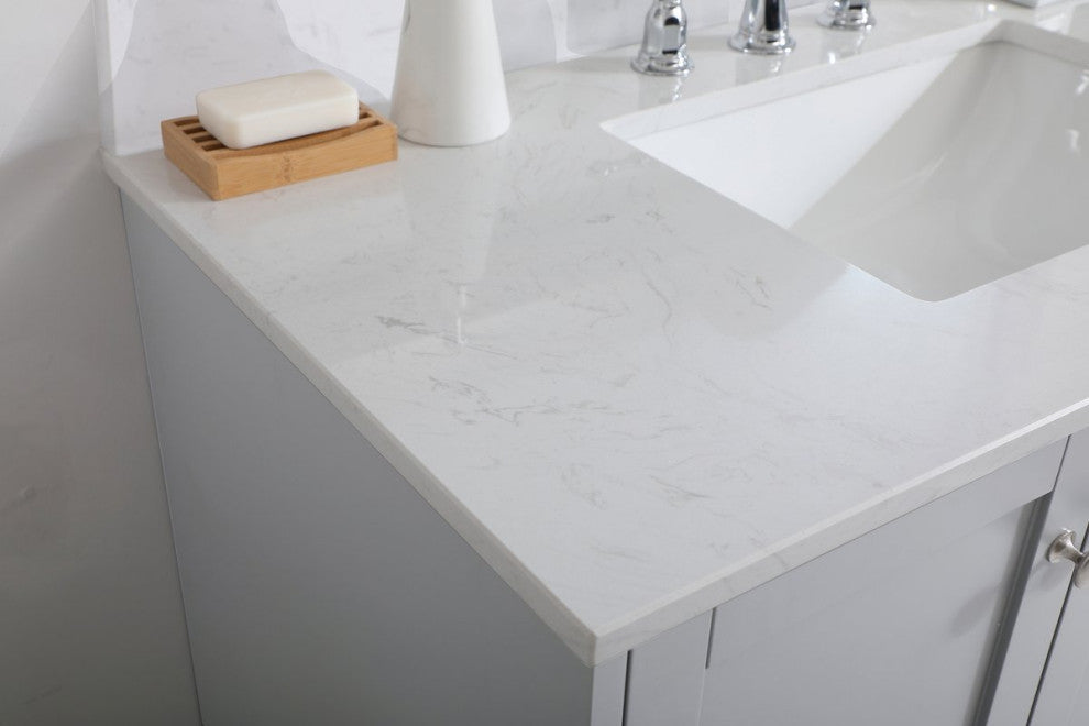Sadie 42" Single Bathroom Vanity, Gray With Backsplash