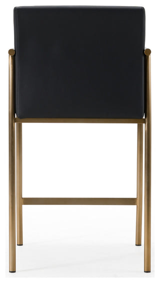 Modrest Custer Modern Black Vegan Leather + Brass Counter Chair