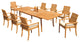 9-Piece Outdoor Teak Dining Set: 117" Rectangle Table,8 Alps Stacking Arm Chairs