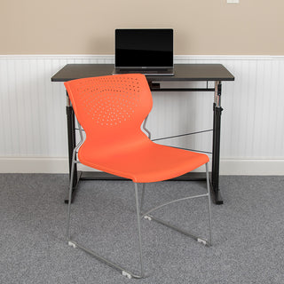 HERCULES Series Full Back Stack Chair With Powder Coated Frame, Orange