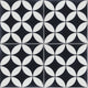 8"x8" Circulous Black and White Evening Cement Tiles, Set of 16