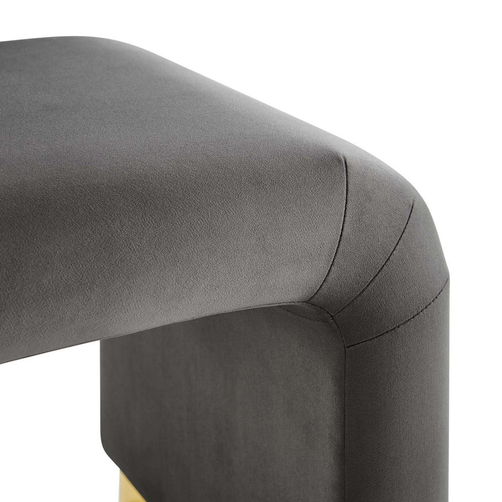 Koda Performance Velvet Waterfall Stool - Brass Storm Gray