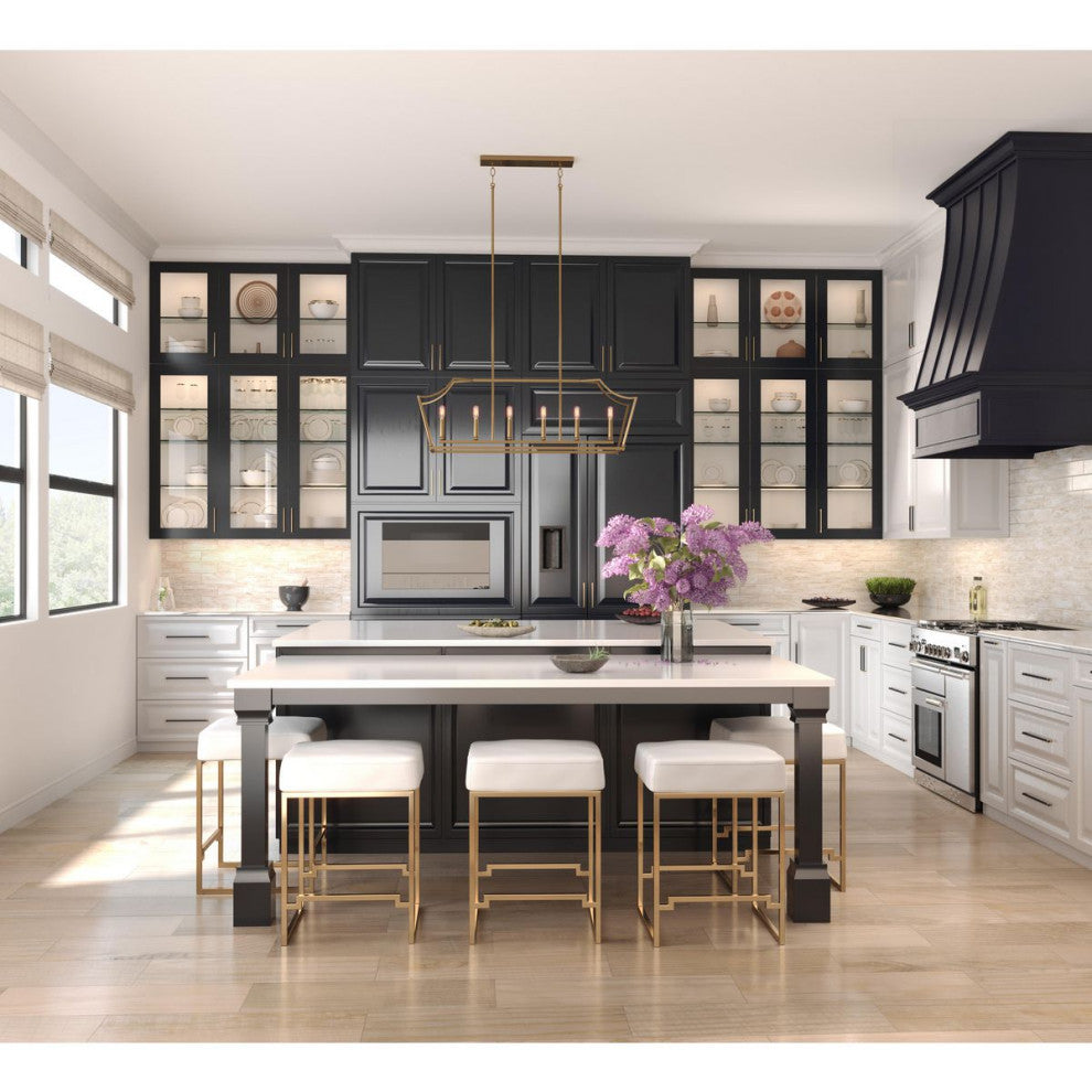 Parkhurst Collection Six-Light Brushed Bronze Linear Island Chandelier Light