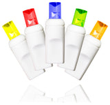 35 5Mm Multi Colored LED Lights 4" Spacing On White Wire