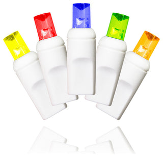 35 5Mm Multi Colored LED Lights 4" Spacing On White Wire