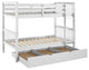 Solid Wood Twin Bunk Bed with Trundle Bed - White