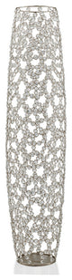 40" Crystal Glass Silver Oval Floor Vase