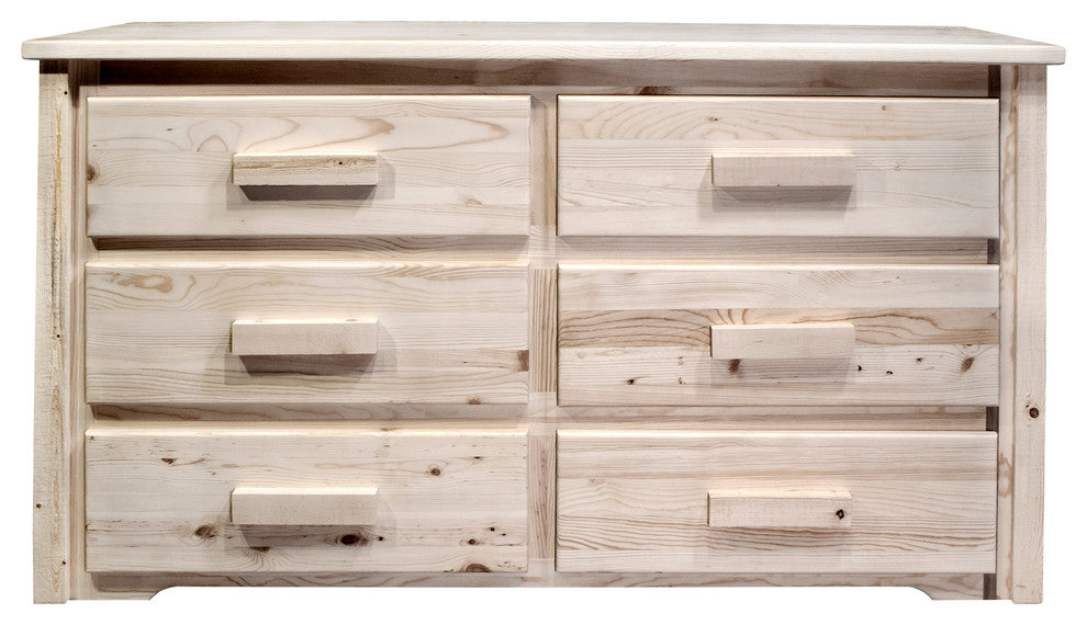 Homestead Collection 6 Drawer Dresser, Clear Lacquer Finish