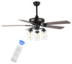 Lucas 52" 3-Light Rustic Mobile-App/Remote-Controlled Ceiling Fan, Black/Clear
