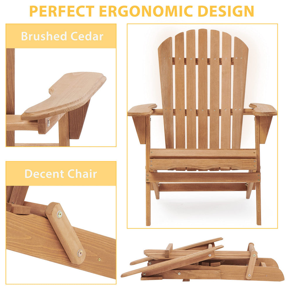 TATEUS Set of 2 Wooden Outdoor Adirondack Chairs for Patio, Garden, and Deck