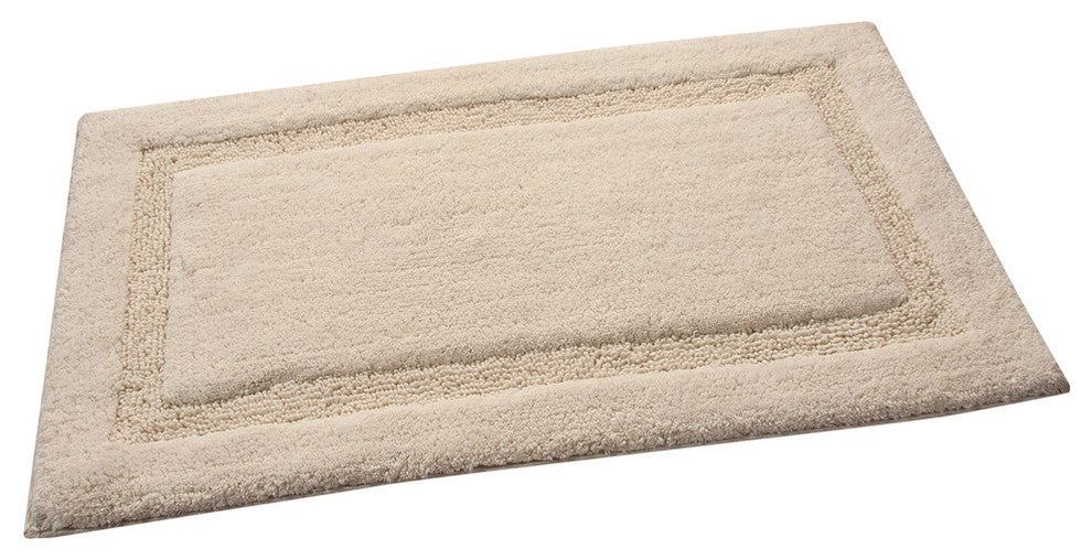 Bath Rug Cotton Solid Color Regency Pattern, Ivory, 34"x21"