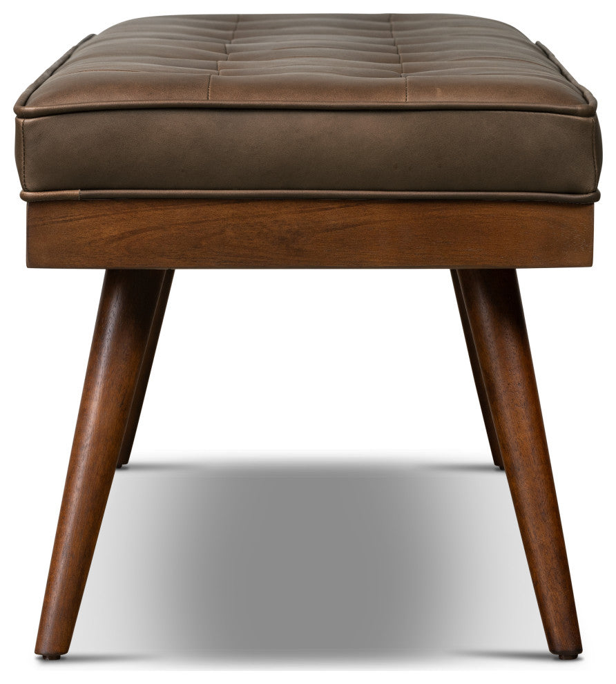 Poly and Bark Luca Leather Bench, Cocoa Brown