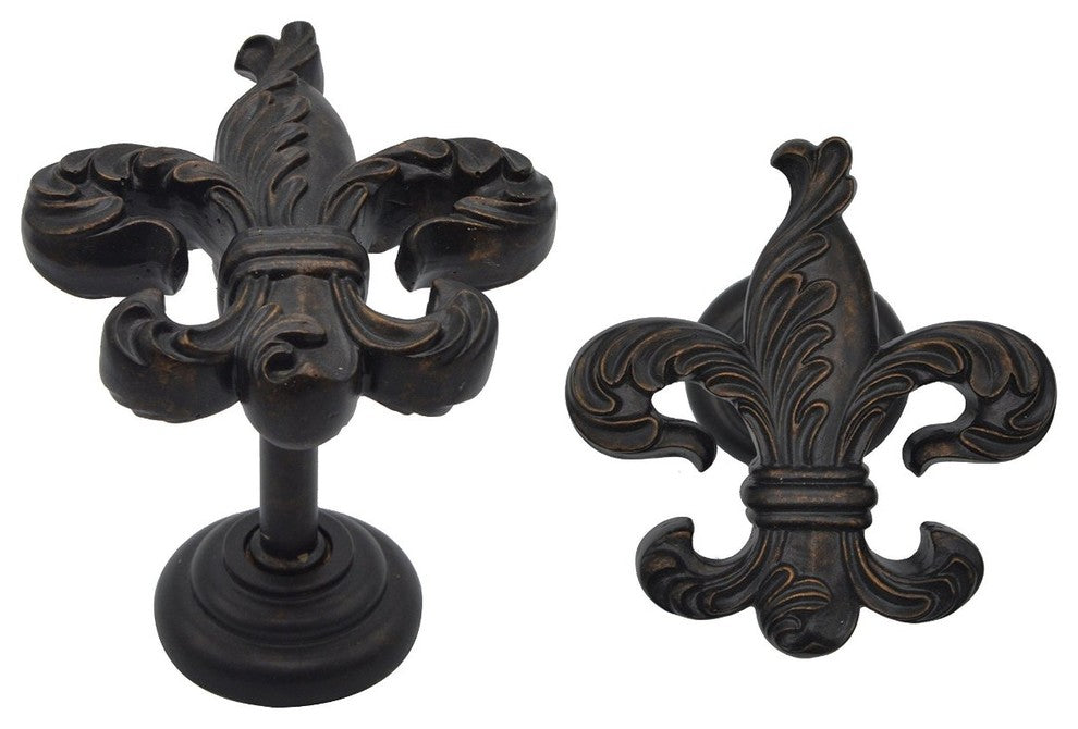 Fleur de Lis Medallion Drapery Holdback, Set of 2, Bronze