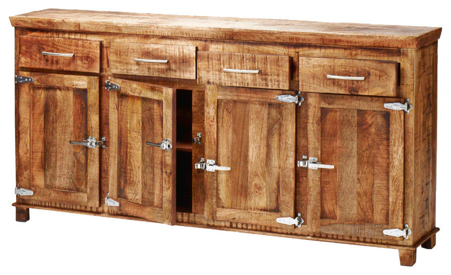 40" Reclaimed Wood Rustic Sideboard Cabinet 2 Doors Icebox Lock
