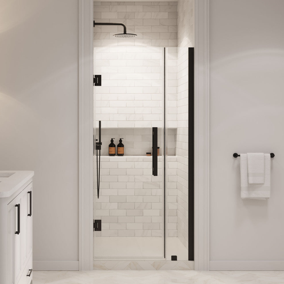 Panama 33 7/8-35 1/16"Wx72"H Alcove Hinge Shower Door Black