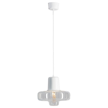 Spin, Pendant, Small, White Glossy, Clear
