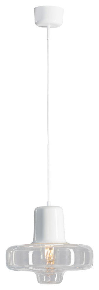 Spin, Pendant, Small, White Glossy, Clear