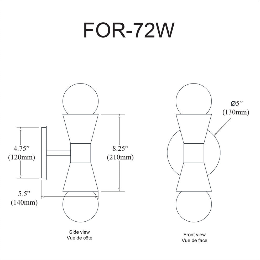 Fortuna Modern Contemporary Wall Sconce, Matte Black With Polished Chrome