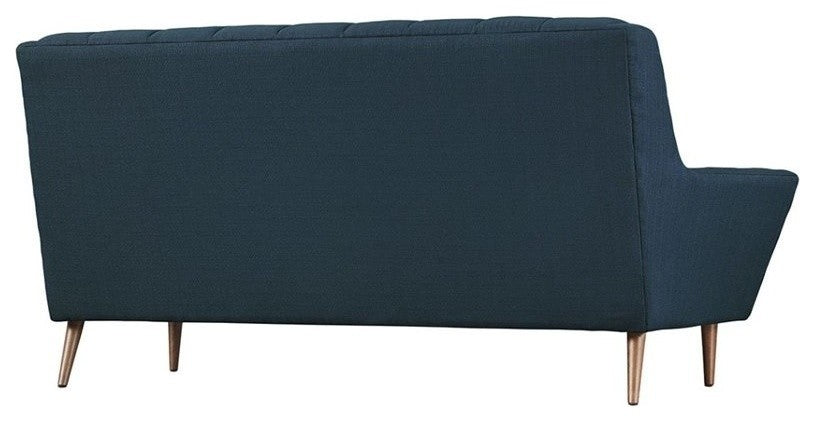 Modern Contemporary Fabric Loveseat , Navy, Fabric