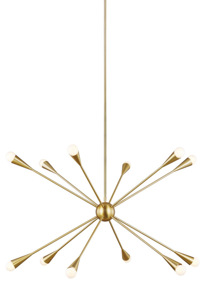 Jax Large Chandelier, Burnished Brass