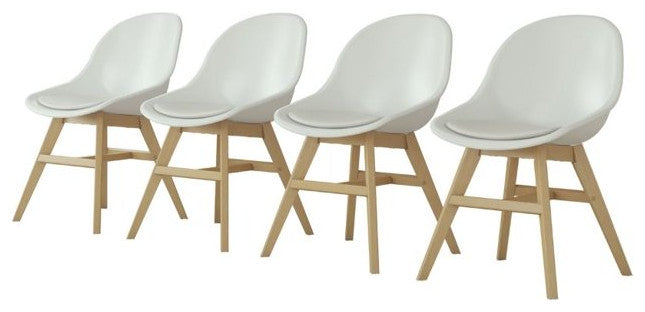 4 Pack Retro Dining Chair, Eucalyptus Wood Legs With Cushioned Seat, Light Brown
