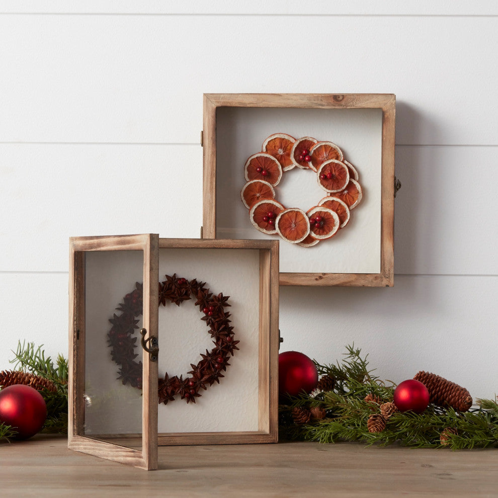 Dried Fruit Wreath Shadow Box, Set of 2