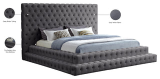 Revel Velvet Upholstered Bed, Gray, King
