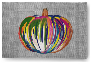 Colorful Pumpkin Fall Design Chenille Area Rug, Gray, 2'x3'