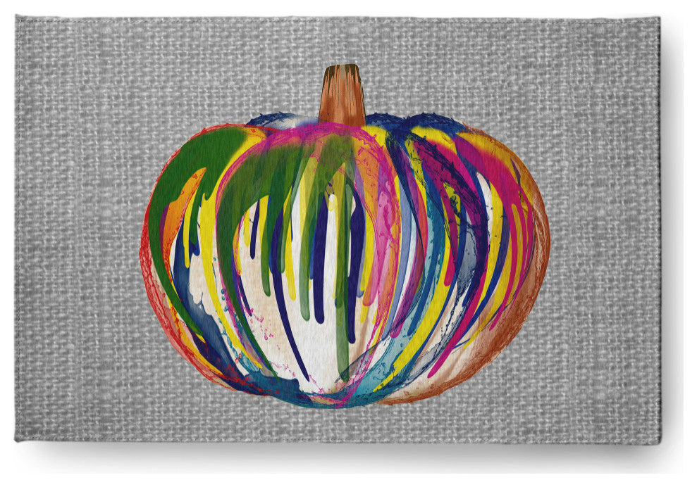 Colorful Pumpkin Fall Design Chenille Area Rug, Gray, 2'x3'