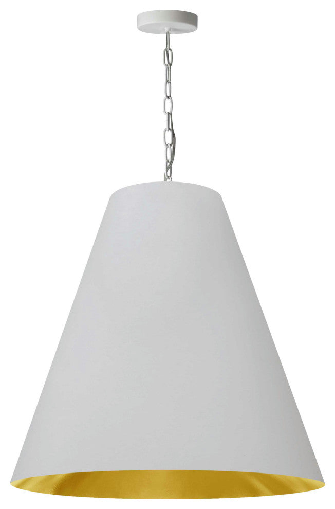 1 Light Large Anaya Matte White Pendant with White/Gold Shade