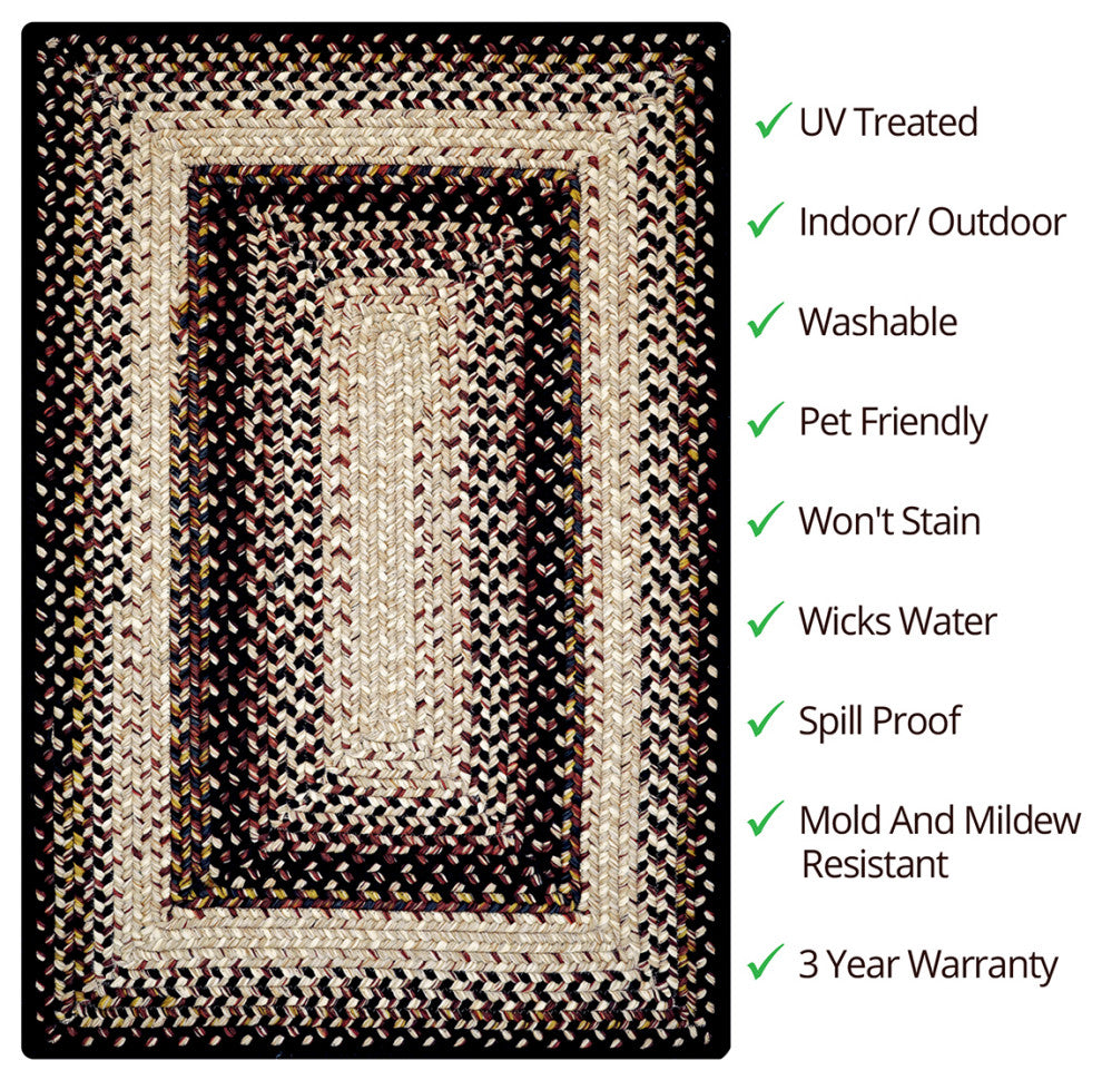 Homespice Decor Black Mist Indoor/Outdoor Braided Rug 20"x30" Rectangular