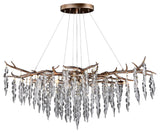 Rainier Six Light Linear Chandelier, Silver Mist