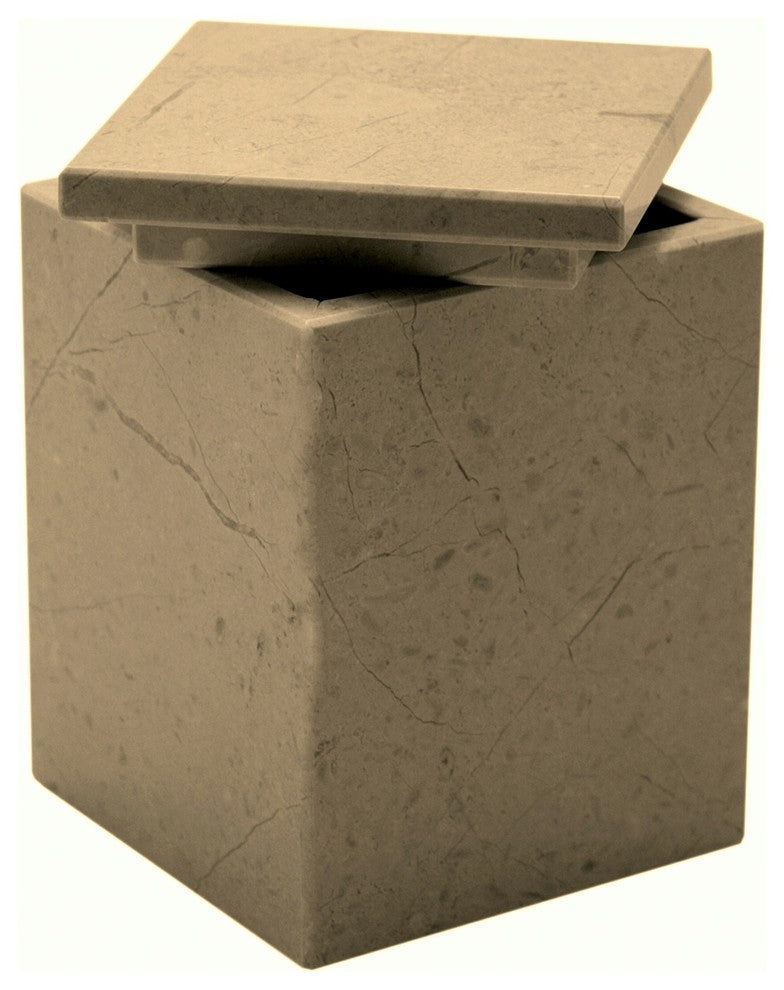 Myrtus Collection Black and Gold Marble Cannister, Pinkish Beige